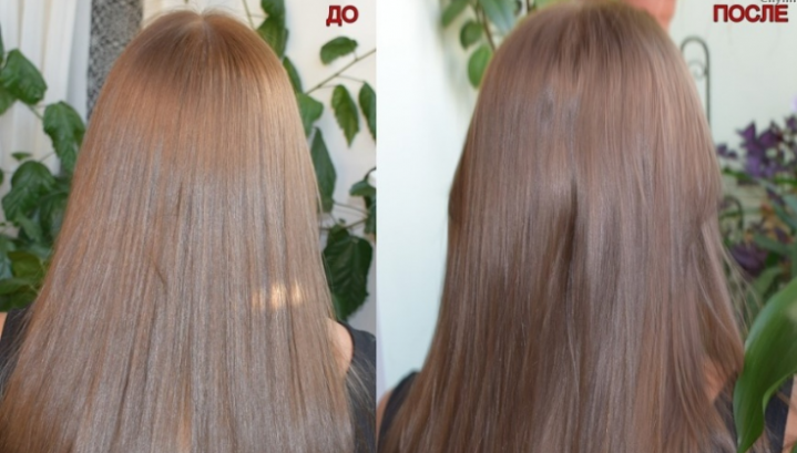 Оттенок волос до и после оттеночного шампуня
